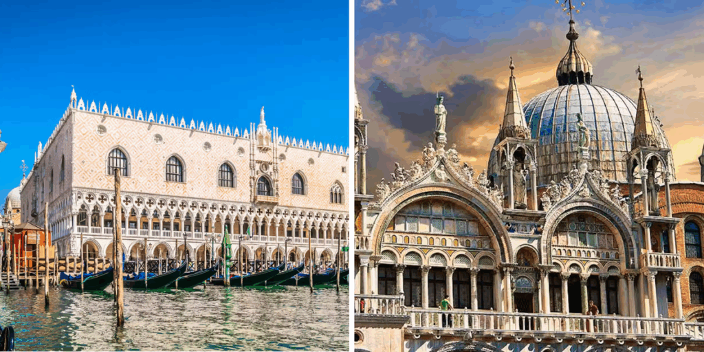 Doge's Palace and St. Mark's Basilica Combo: Views of the Doge's Palace and St. Mark's Basilica in Venice.
